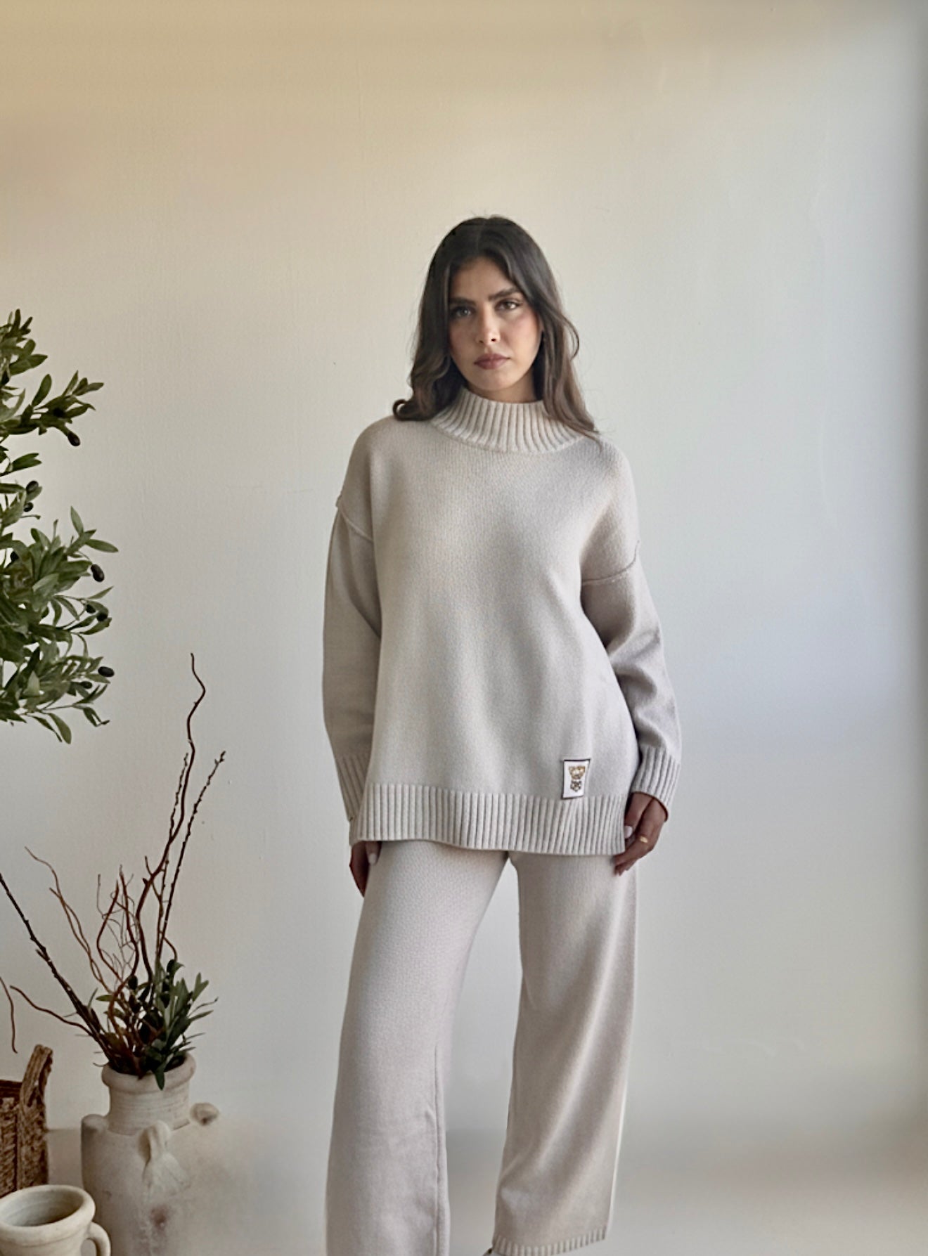 Beige Knitted Set