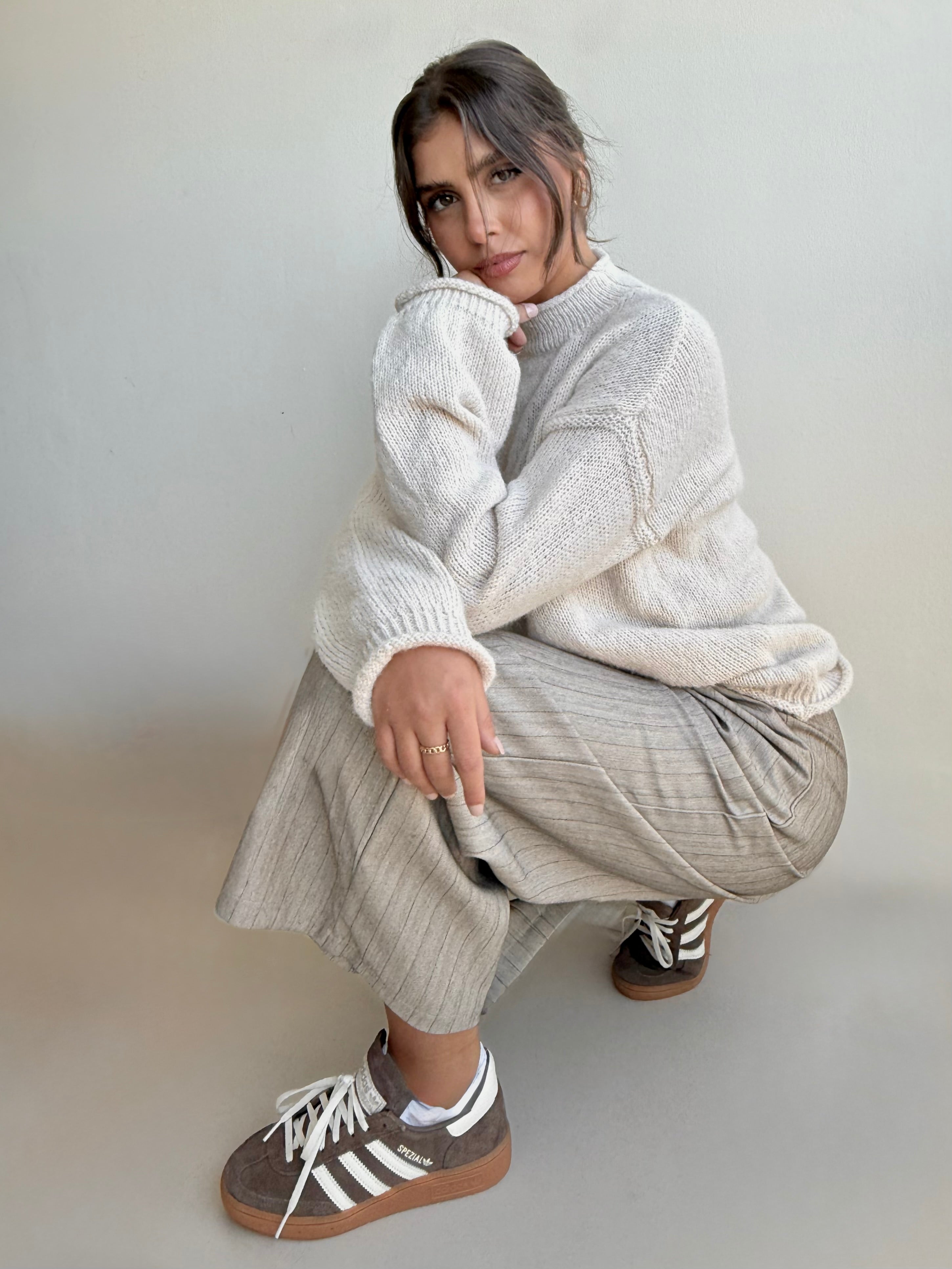 Beige Wool Knit Sweater
