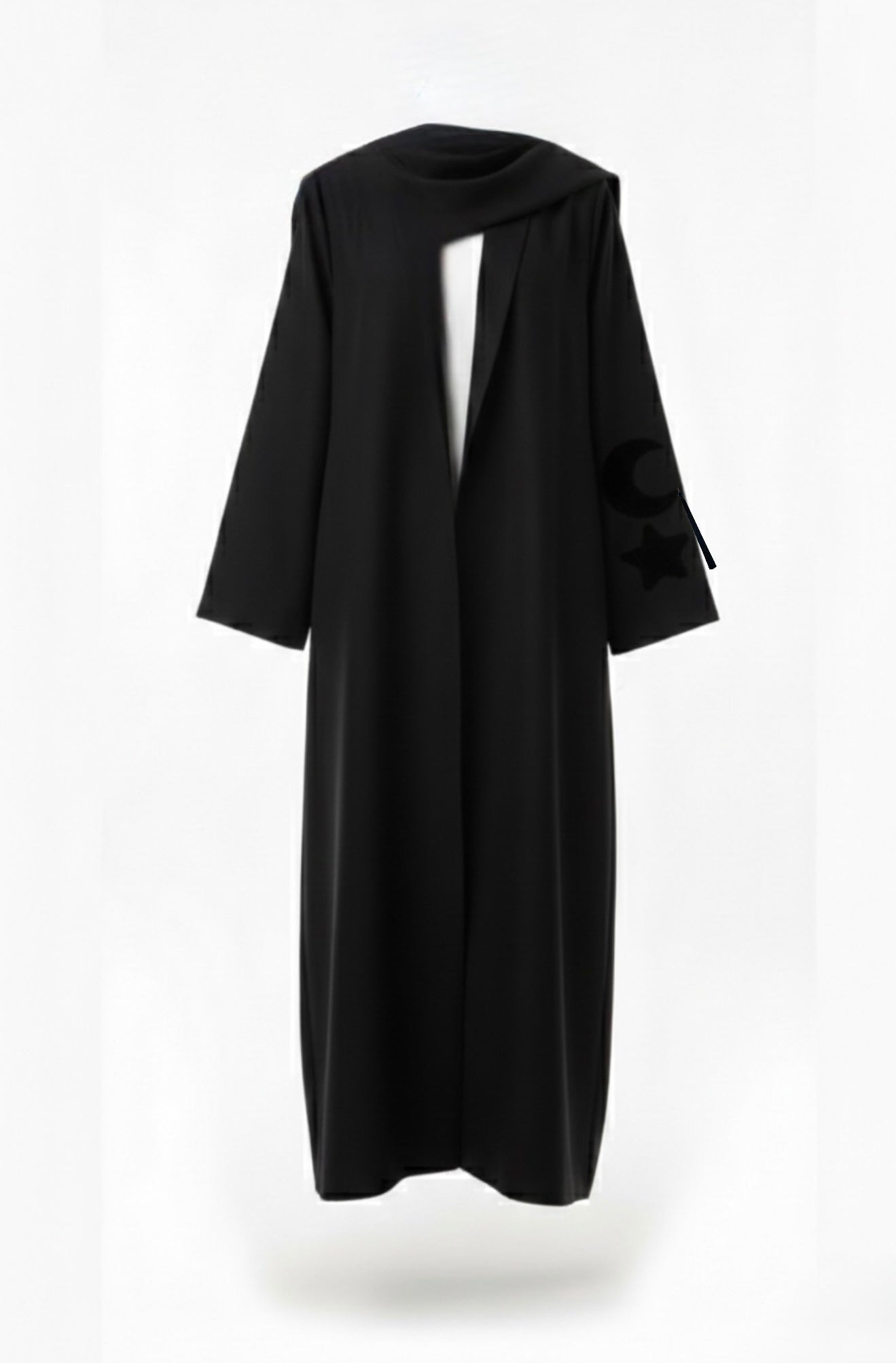 Black Suede Scarf Abaya with Fur details