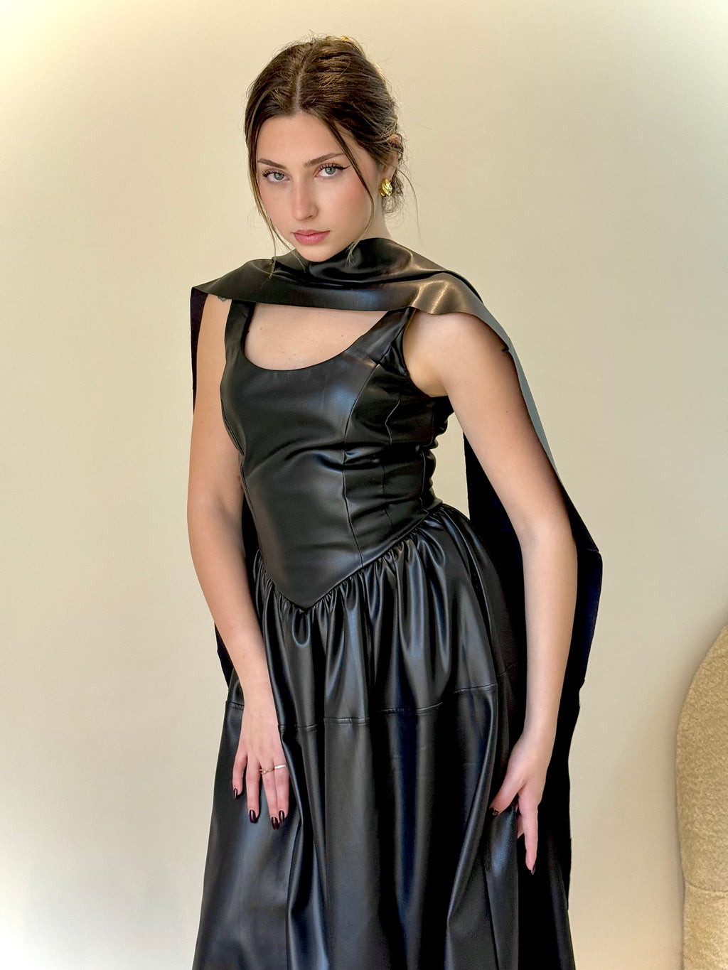 Long Midnight Dress & Scarf