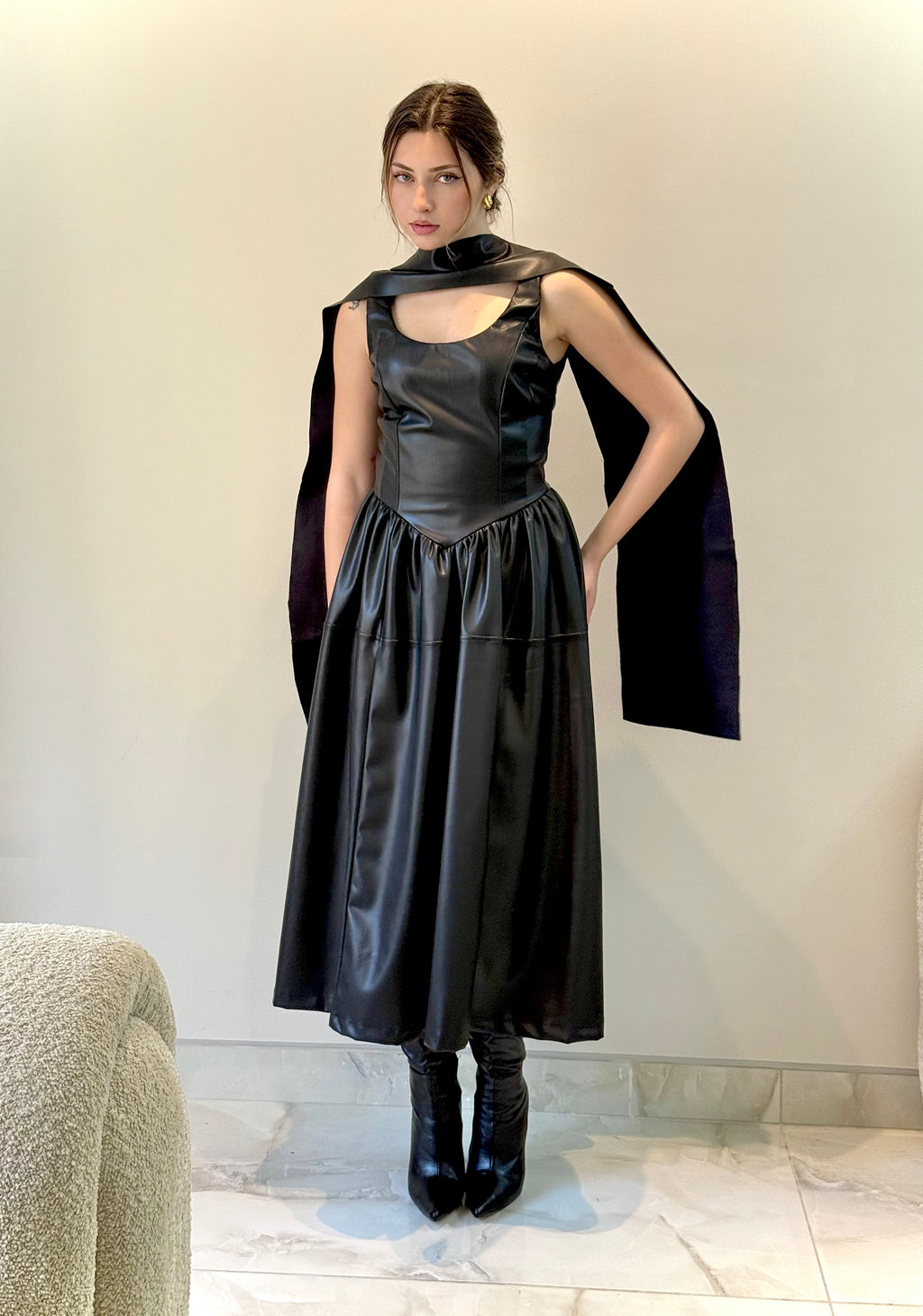 Long Midnight Dress & Scarf