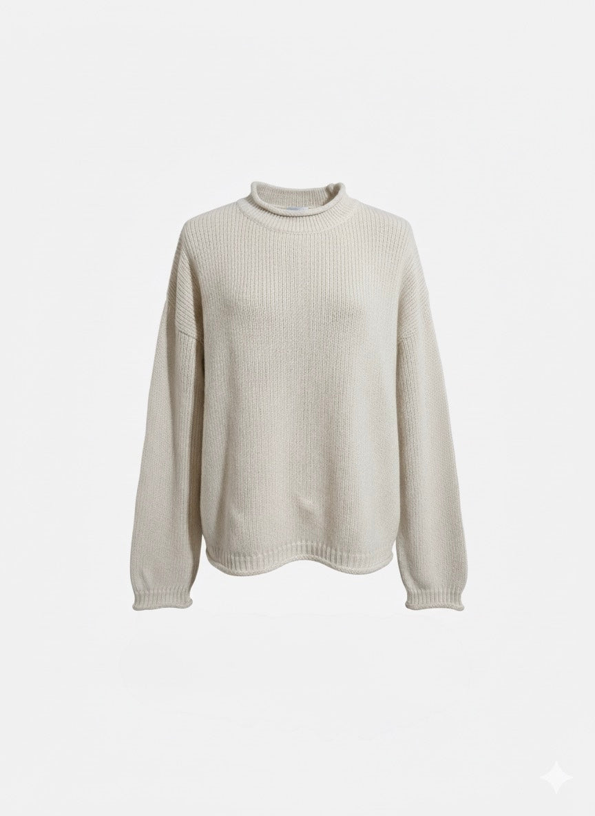 Beige Wool Knit Sweater